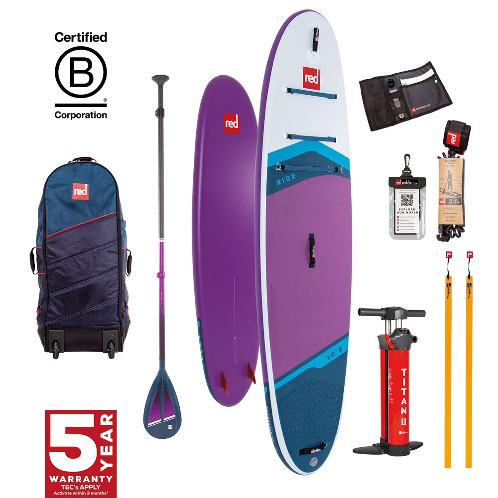 red paddle Ride CT 10.6 opblaasbare sup paars voordeelpakket foto 1