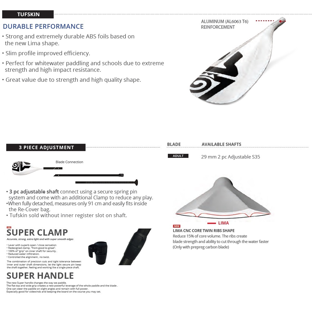 Starboard Lima Tufskin sup peddel wit 2-delig