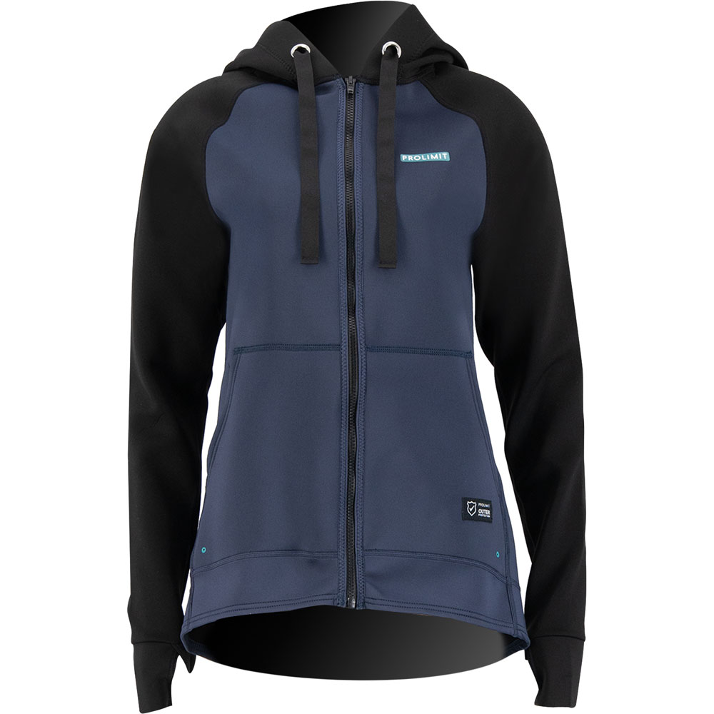 Prolimit sup neopreen hoodie dames met rits 1,5mm zwart zwart